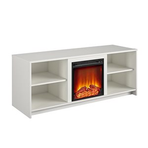 Ameriwood Home Courtland White TV Stand with Fan-forced Electric Fireplace for TVs up to 65-in