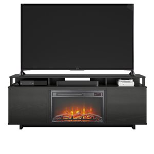 Ameriwood Home Black Oak TV Stand with Fan-forced Electric Fireplace for Tvs up to 65-in