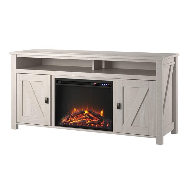 Ameriwood Home Ivory Oak TV Console with Fan-forced Electric Fireplace for TVs up to 60-in