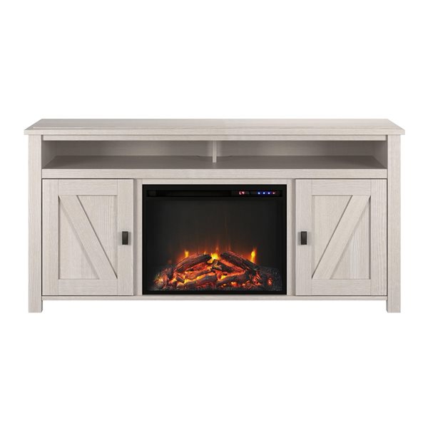 Ameriwood Home Ivory Oak TV Console with Fan-forced Electric Fireplace for TVs up to 60-in