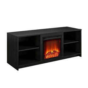 Ameriwood Home Courtland Black Oak TV Stand with Fan-forced Electric Fireplace for TVs up to 65-in