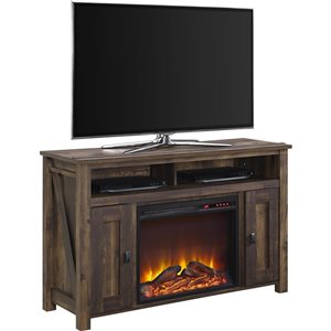 Ameriwood Home Rustic  TV Console with Fan-forced Electric Fireplace for TVs up to 50-in