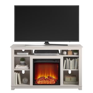 Meuble télé en pin ivoire avec foyer électrique à air soufflé par Ameriwood Home pour téléviseur jusqu'à 55 po
