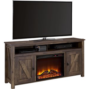 Ameriwood Home Rustic TV Console with Fan-forced Electric Fireplace for TVs up to 60-in