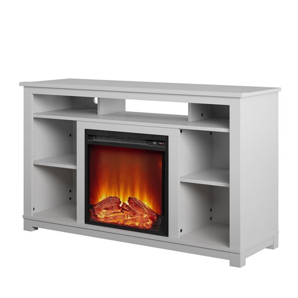 Ameriwood Home Dove Grey TV Stand with Fan-forced Electric Fireplace for TVs up to 55-in