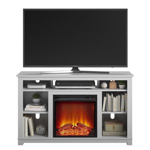 Ameriwood Home Dove Grey TV Stand with Fan-forced Electric Fireplace for TVs up to 55-in