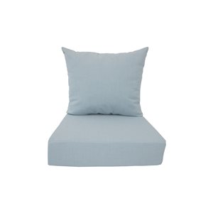Coussin de chaise extérieur Bliss bleu pâle en tissu Sunbrella par Bozanto Inc