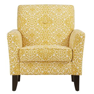 Handy Living Kofi Transitional Arm Chair in Golden Yellow Damask
