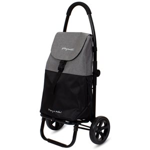 Playmarket Go Two Compact Textured Black Foldable Shopping Cart with Removable Bag