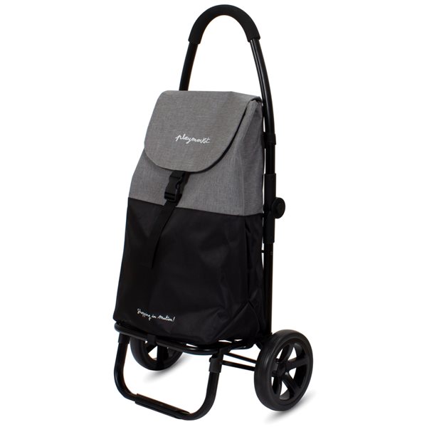 Chariot de magasinage Go Two noir texturé par Playmarket avec sac amovible