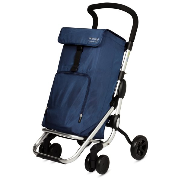 Chariot de magasinage Playcare bleu marine pliable par Playmarket avec sac amovible