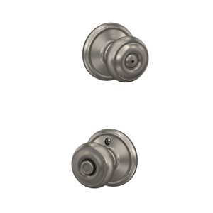 Schlage F Series Georgian Satin Nickel No Deadbolt Privacy Door Knob