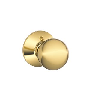 Schlage F Series Orbit Bright Brass No Deadbolt Dummy Door Knob