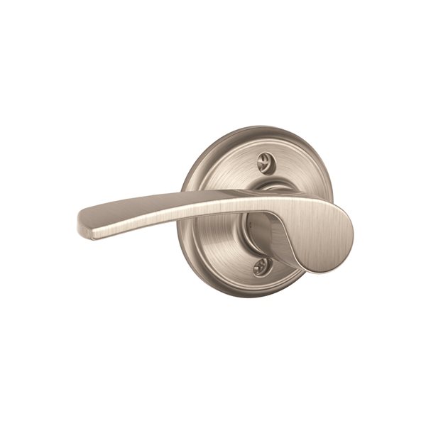 Fausse poignée de porte ouvrant à gauche sans pêne dormant de Série F Merano par Schlage en nickel satiné
