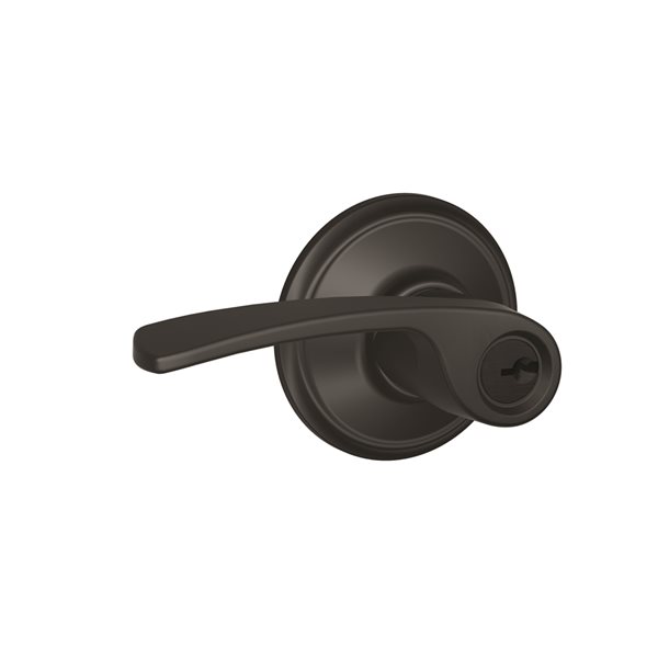 Schlage F Series Merano Matte Black No Deadbolt Reversible Keyed Entry Door Handle