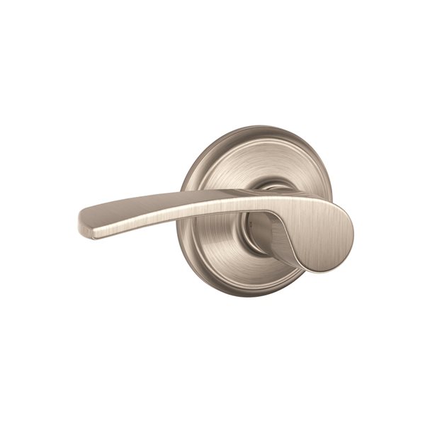 Schlage F Series Merano Satin Nickel No Deadbolt Reversible Passage Door Handle