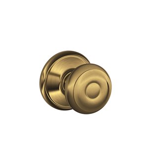 Schlage F Series Georgian Antique Brass No Deadbolt Passage Door Knob