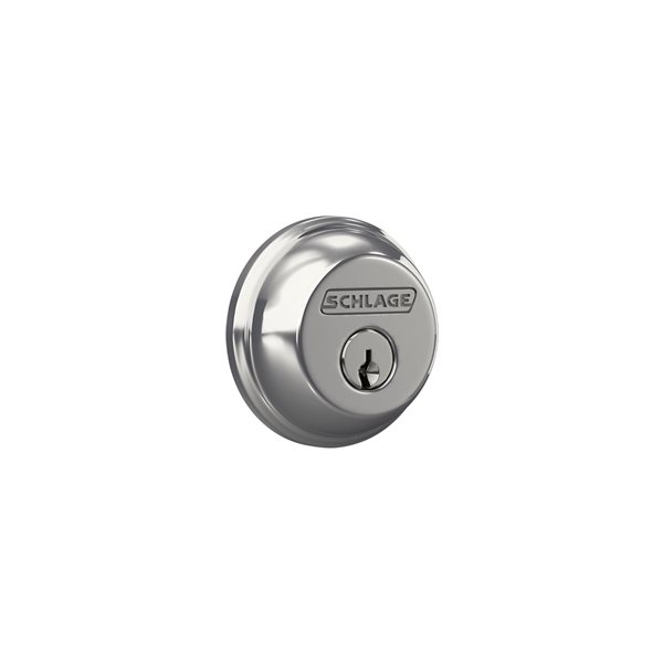 Schlage B Series C Bright Chrome Traditional Single Cylinder Deadbolt