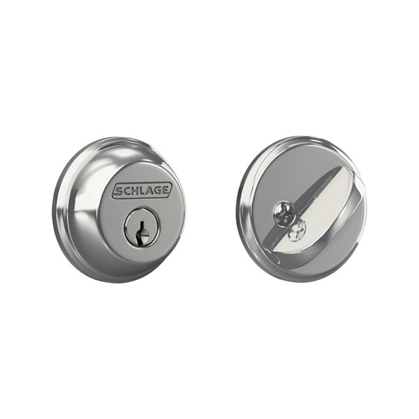 Schlage B Series C Bright Chrome Traditional Single Cylinder Deadbolt