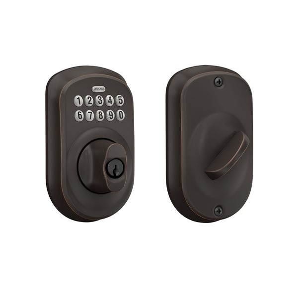 Satin Chrome Electronic Keyless Entry Deadbolt Keypad with Plymouth Trim  Rated AAA