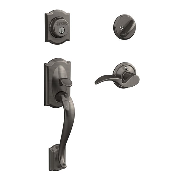 Schlage F Serie Camelot-Avila Antique Pewter Single-Cylinder Deadbolt ...