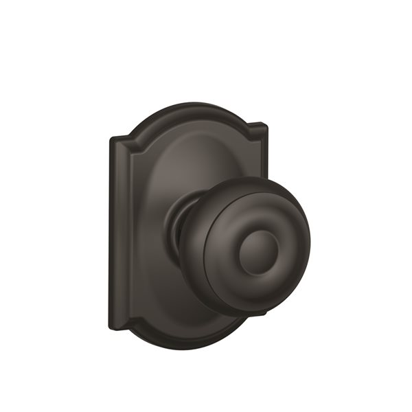 Schlage F Series Georgian-Camelot Matte Black No Deadbolt Passage Door Knob