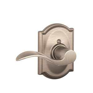 Schlage F Series Accent-Addison Satin Nickel No Deadbolt Right-Handed Dummy Door Handle