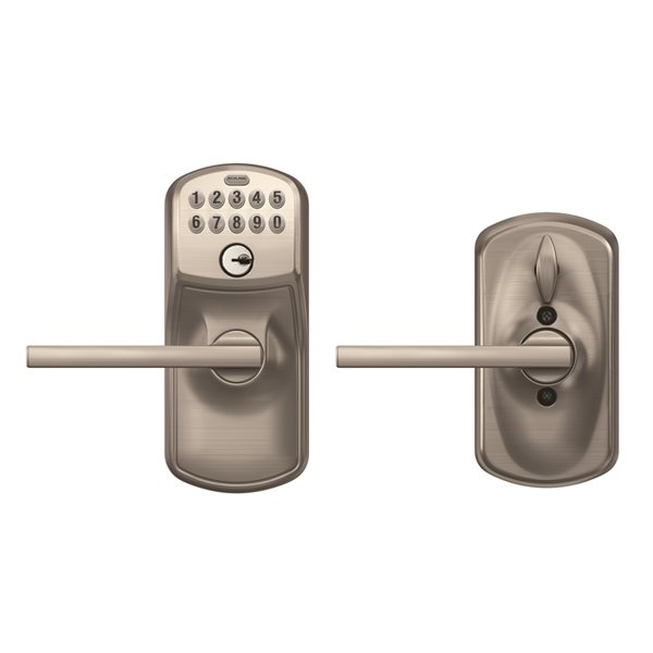 SCHLAGE Plymouth Latitude - Electronic Keypad Lever - Satin Nickel