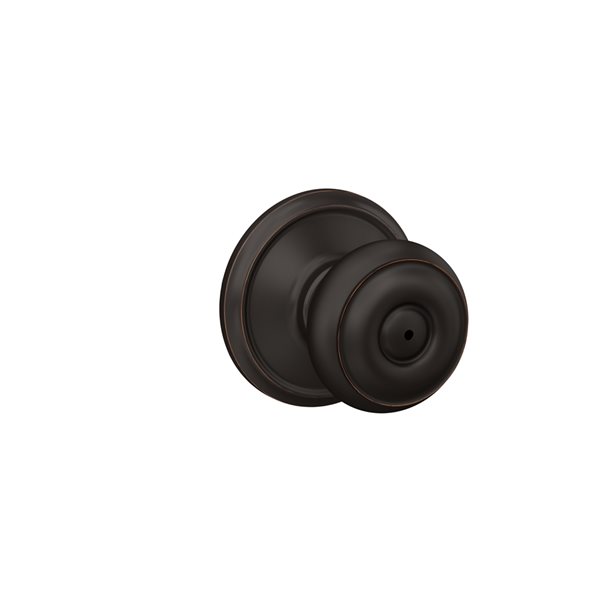 Schlage F Series Georgian Aged Bronze No Deadbolt Privacy Door Knob