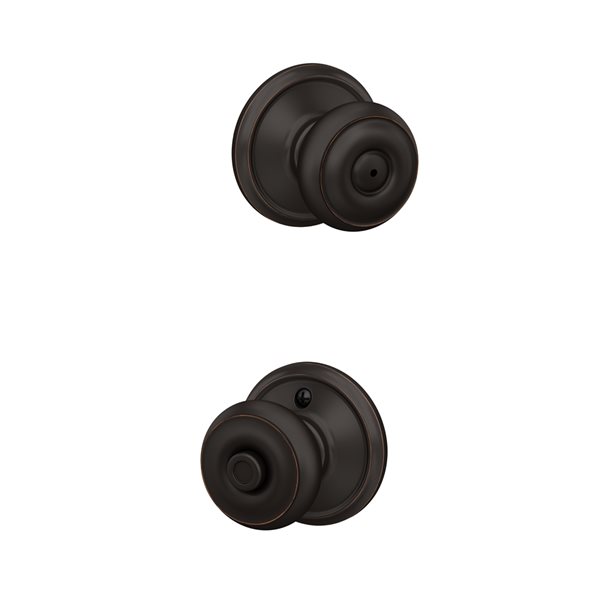 Schlage F Series Georgian Aged Bronze No Deadbolt Privacy Door Knob