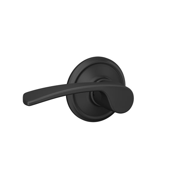 Schlage F Series Merano Matte Black No Deadbolt Reversible Passage Door Handle