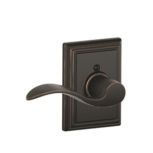 Schlage F Series Accent-Addison Aged Bronze No Deadbolt Right-Handed Dummy Door Handle