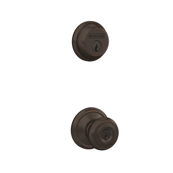 Schlage FB Series Georgian Aged Bronze Single-Cylinder Deadbolt Combined Door Knob