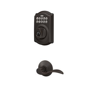 Schlage FBE Series Accent-Camelot Aged Bronze Single-Cylinder Electronic Deadbolt Lighted Keypad