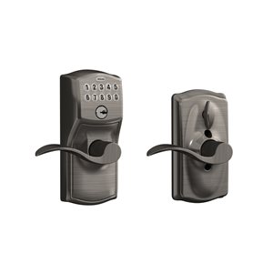 Schlage FE Series Accent-Camelot Antique Pewter Single-Cylinder Electronic Deadbolt Lighted Keypad