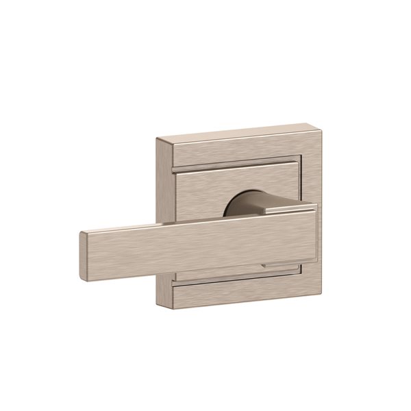 Schlage F Series Northbrook-Upland Satin Nickel No Deadbolt Reversible Passage Door Handle