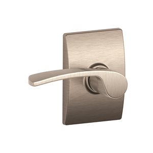 Schlage F Series Merano-Century Satin Nickel No Deadbolt Reversible Passage Door Handle