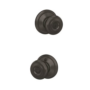 Schlage F Series Georgian-Camelot Matte Black No Deadbolt Keyed Entry Door Knob