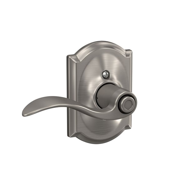 Schlage F Series Accent-Camelot Satin Nickel No Deadbolt Reversible Privacy Door Handle