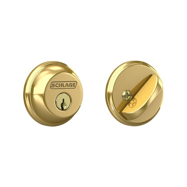 Schlage B Series C Bright Brass Traditional Single Cylinder Deadbolt