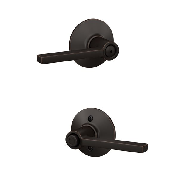 Schlage F Series Latitude Aged Bronze No Deadbolt Reversible Privacy Door Handle