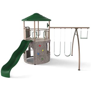 LIFETIME Adventure Metal Tower Swing Set with Geometric Dome Climber Play Centre