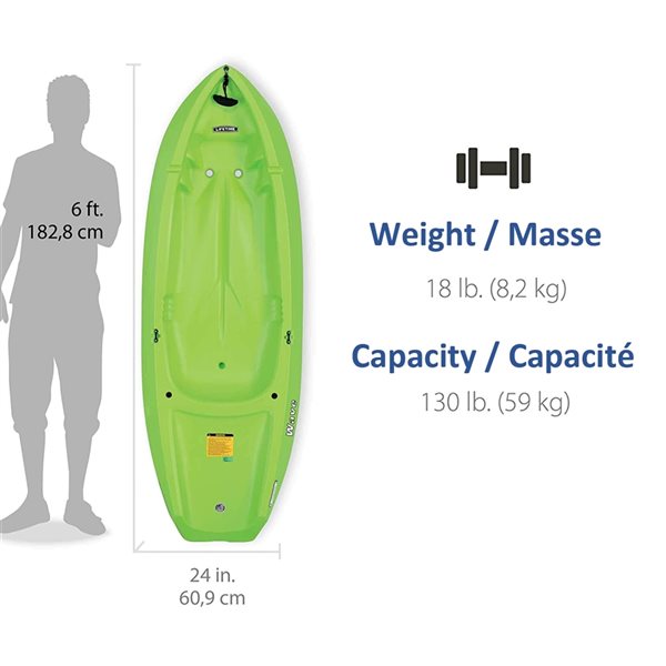 LIFETIME Wave 72-in Youth Kayak with Paddle - Green 90153