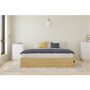 Nexera Albatros 2 Piece Queen Size Bedroom Set - Natural Maple and White