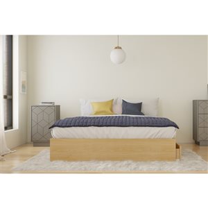 Nexera Arsenal 2 Piece Queen Size Bedroom Set - Natural Maple and Greige