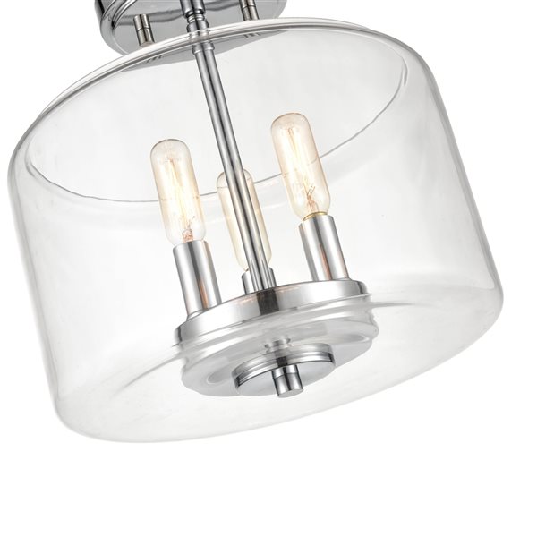 Millennium Lighting Asheville 11-in 3-Light Chrome Modern/Contemporary Semi-Flush Mount Light