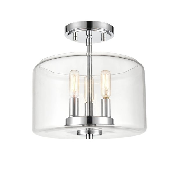 Millennium Lighting Asheville 11-in 3-Light Chrome Modern/Contemporary Semi-Flush Mount Light