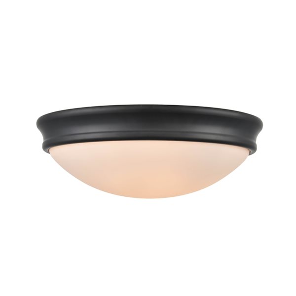 Millennium Lighting 12-in 2-Light Matte Black Traditional Fluorescent Flush Mount Light