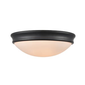 Millennium Lighting 12-in 2-Light Matte Black Traditional Fluorescent Flush Mount Light