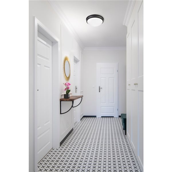 Millennium Lighting 10-in 1-Light Matte Black Traditional Fluorescent Flush Mount Light